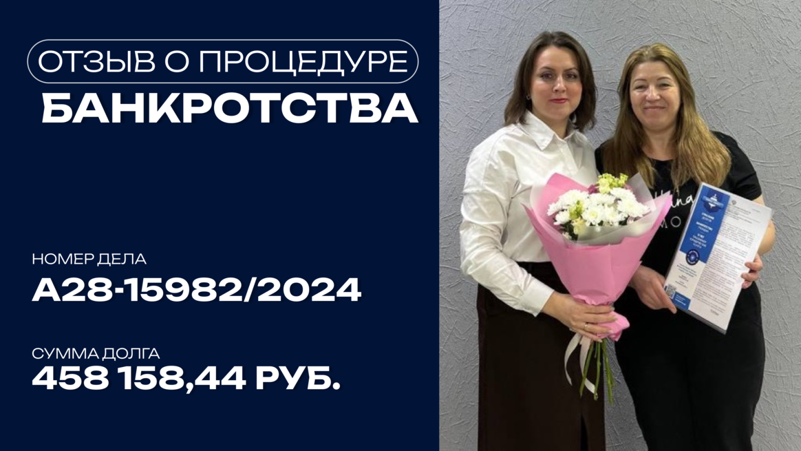Поздравление с завершением процедуры банкротства клиента по делу №А28-15982/2024